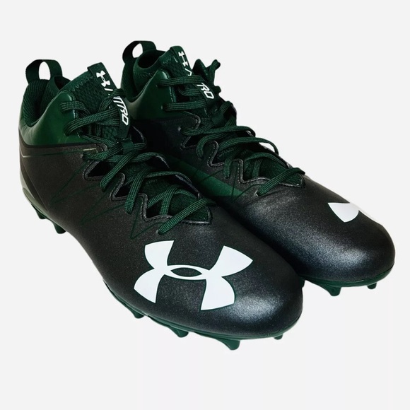 Under Armour Nitro Mid Green Black Football Cleats 1290962-055 Mens Size 14 - Picture 3 of 10